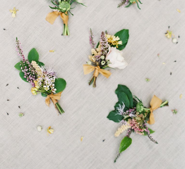 Elegant Pastel Buttonholes For Wedding // Image By Taylor And Porter