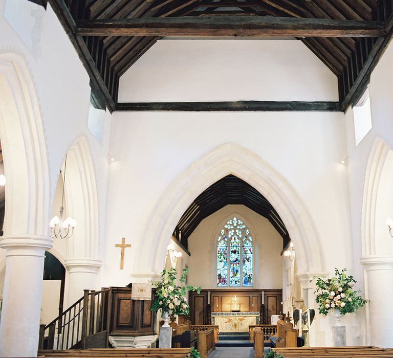 Church Wedding With Floral Arch // Image By Taylor And Porter