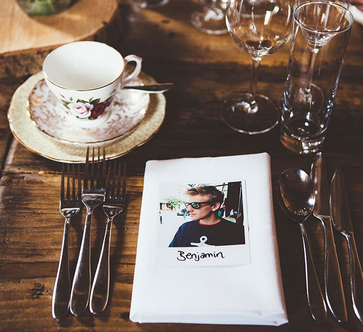 Polaroid Place Setting Wedding Details