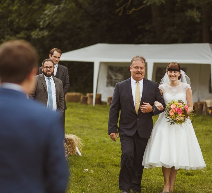 Hay Bale Seating For An Outdoor Wedding Ceremony