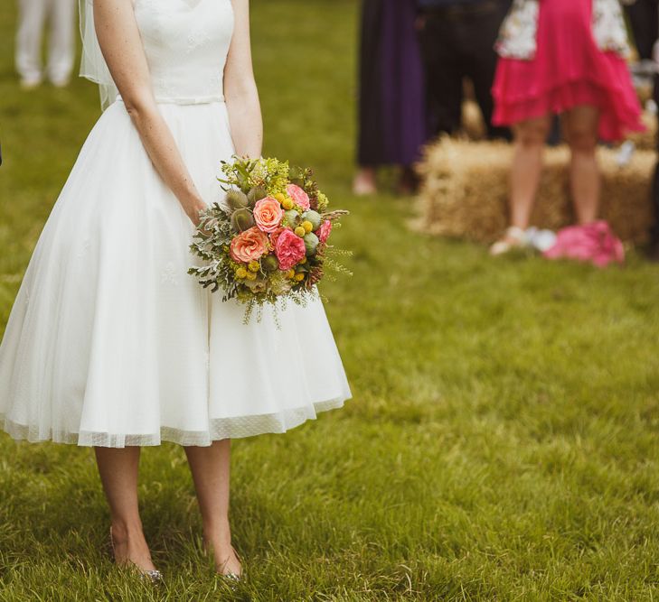 Hay Bale Seating For An Outdoor Wedding Ceremony