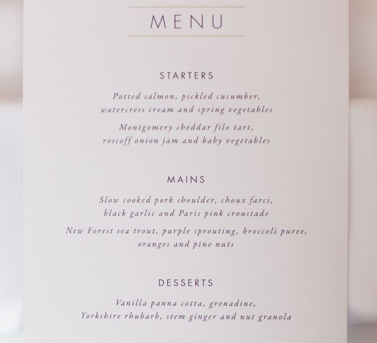 Wedding Breakfast Menu