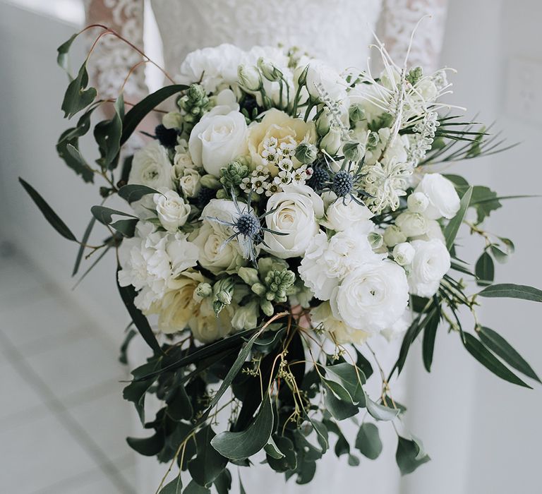 White & Greenery Wedding Bouquet | Sophisticated White & Green Colour Scheme for an Outdoor Australian Wedding at Summer Grove | Photography & Film by Mad Rose Films