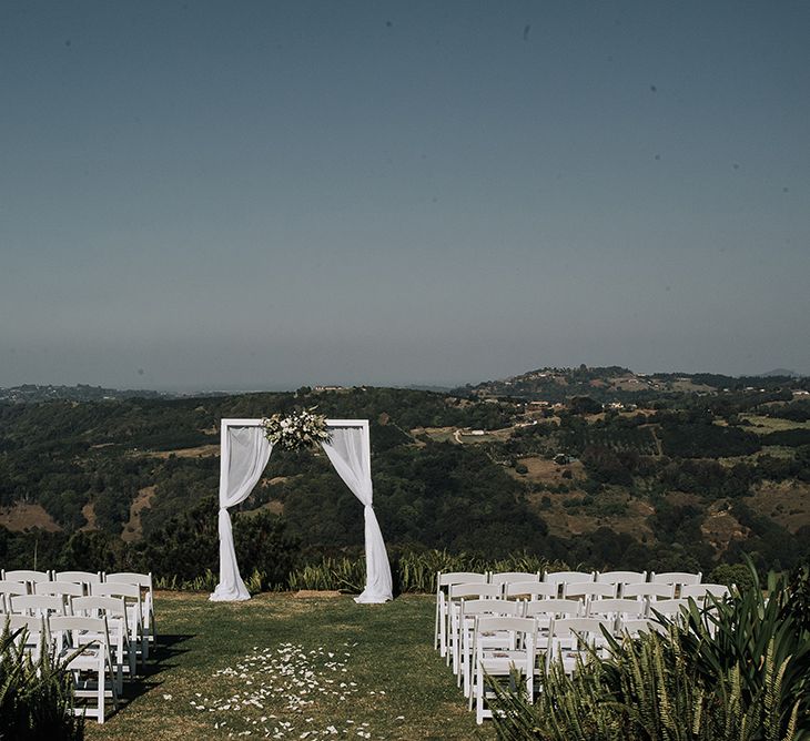 Outdoor Altar | Sophisticated White & Green Colour Scheme for an Outdoor Australian Wedding at Summer Grove | Photography & Film by Mad Rose Films