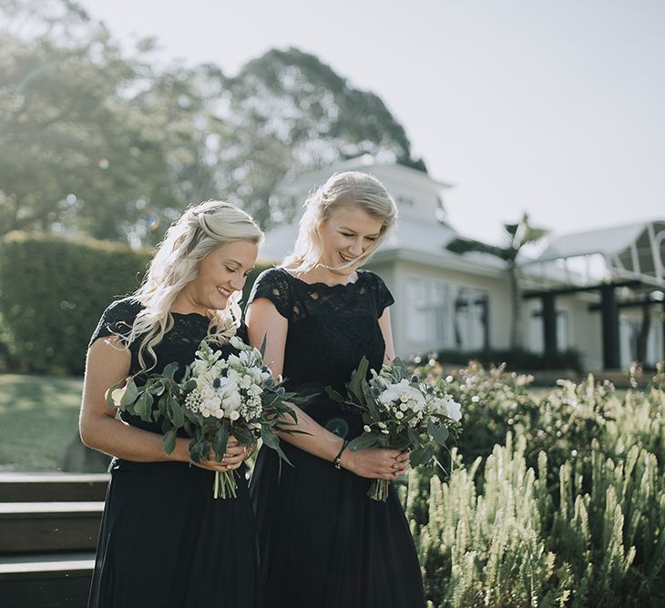 Bridesmaids in Navy Dresses | Sophisticated White & Green Colour Scheme for an Outdoor Australian Wedding at Summer Grove | Photography & Film by Mad Rose Films