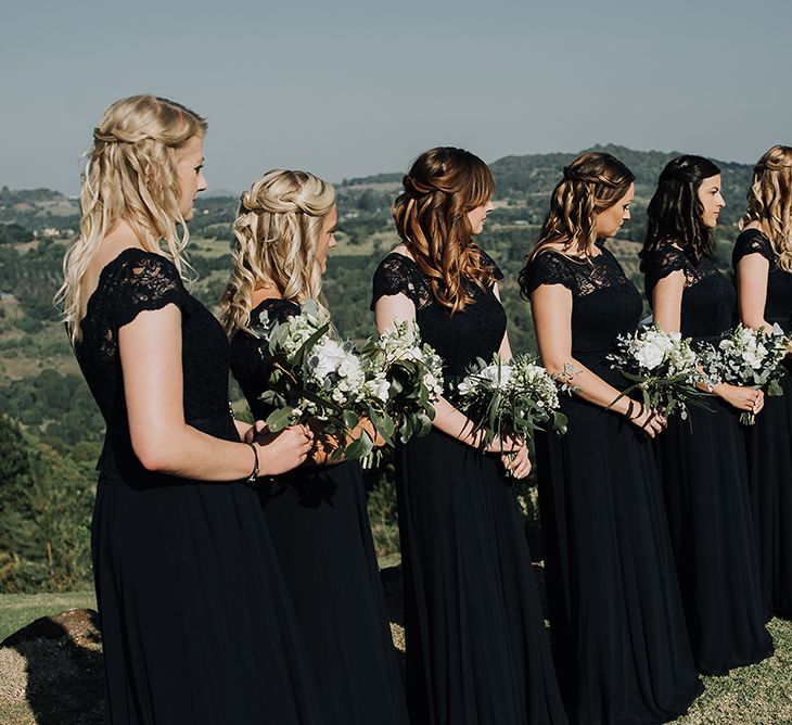 Bridesmaids in Navy Dresses | Sophisticated White & Green Colour Scheme for an Outdoor Australian Wedding at Summer Grove | Photography & Film by Mad Rose Films