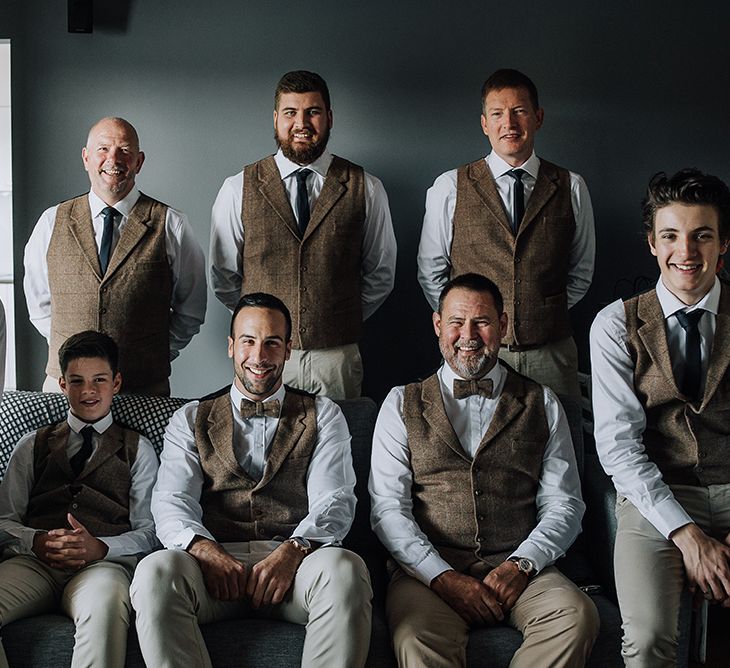 Groomsmen in Tweed Waistcoats | Sophisticated White & Green Colour Scheme for an Outdoor Australian Wedding at Summer Grove | Photography & Film by Mad Rose Films