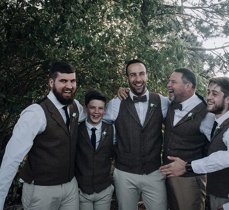 Groomsmen in Tweed | Sophisticated White & Green Colour Scheme for an Outdoor Australian Wedding at Summer Grove | Photography & Film by Mad Rose Films