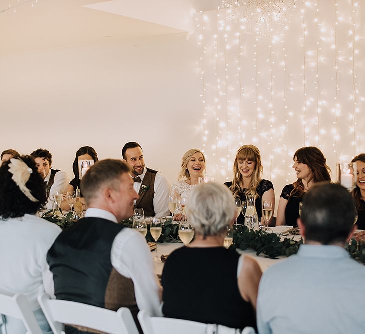 Fairy Light Reception | Sophisticated White & Green Colour Scheme for an Outdoor Australian Wedding at Summer Grove | Photography & Film by Mad Rose Films