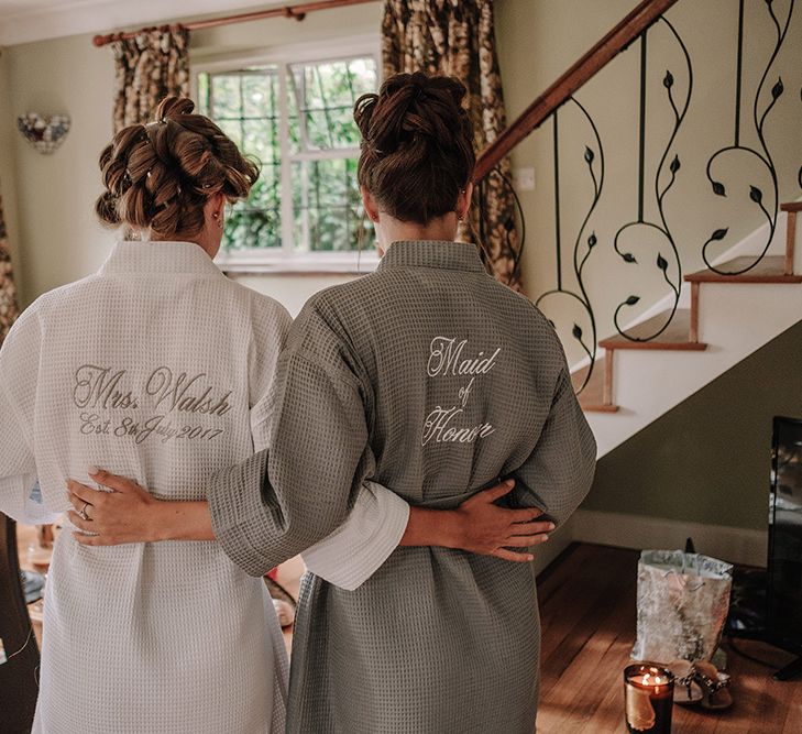 Personalised Getting Ready Robes | Wedding Morning Bridal Preparations | White and Silver English Country Garden At Home Marquee Wedding | Jason Mark Harris Photography