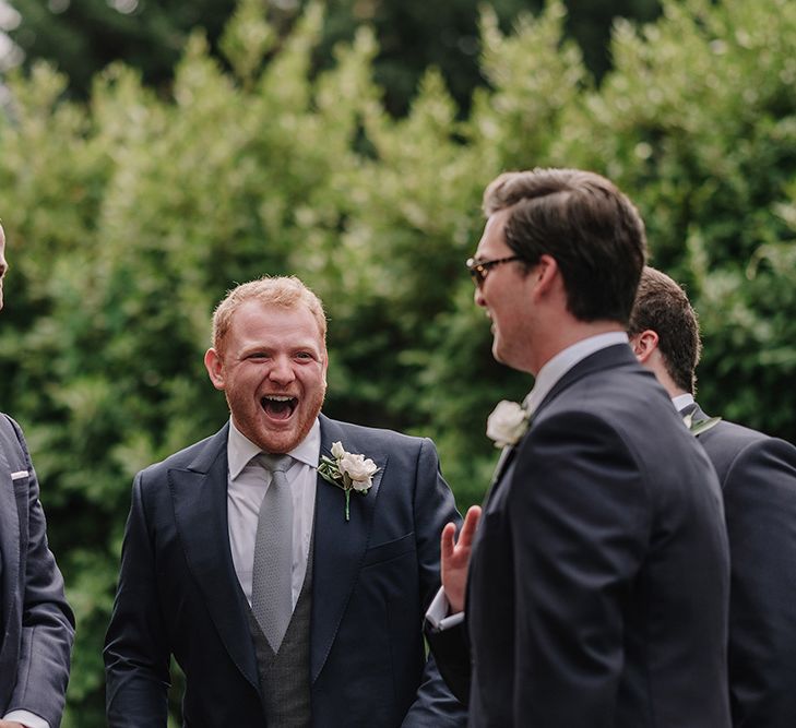 Groom in Thom Sweeney Suit | White and Silver English Country Garden At Home Marquee Wedding | Jason Mark Harris Photography