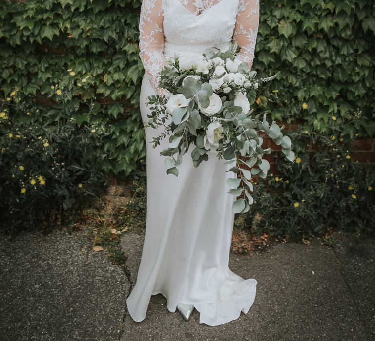 DIY Barn Wedding With Fairy Lights At The Great Barn Titchfield With Bride In Rolling In Roses Dress & Images From Joasis Photography