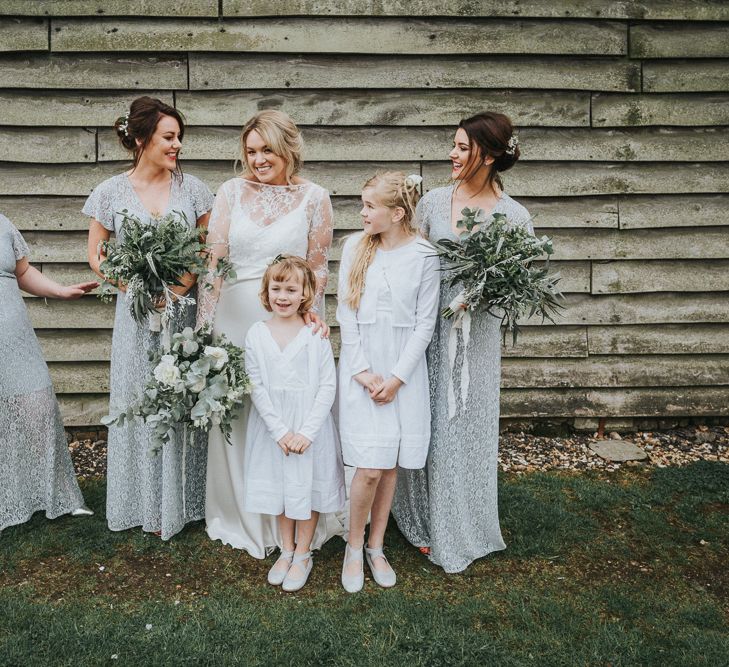 DIY Barn Wedding With Fairy Lights At The Great Barn Titchfield With Bride In Rolling In Roses Dress & Images From Joasis Photography