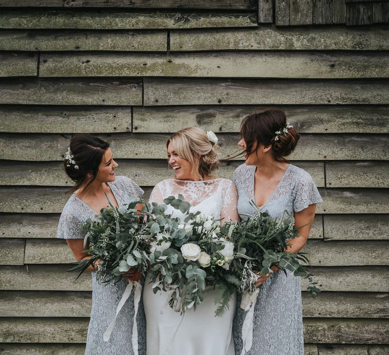 DIY Barn Wedding With Fairy Lights At The Great Barn Titchfield With Bride In Rolling In Roses Dress & Images From Joasis Photography