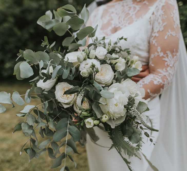 DIY Barn Wedding With Fairy Lights At The Great Barn Titchfield With Bride In Rolling In Roses Dress & Images From Joasis Photography