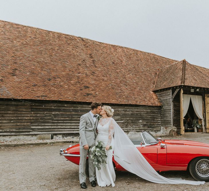 DIY Barn Wedding With Fairy Lights At The Great Barn Titchfield With Bride In Rolling In Roses Dress & Images From Joasis Photography