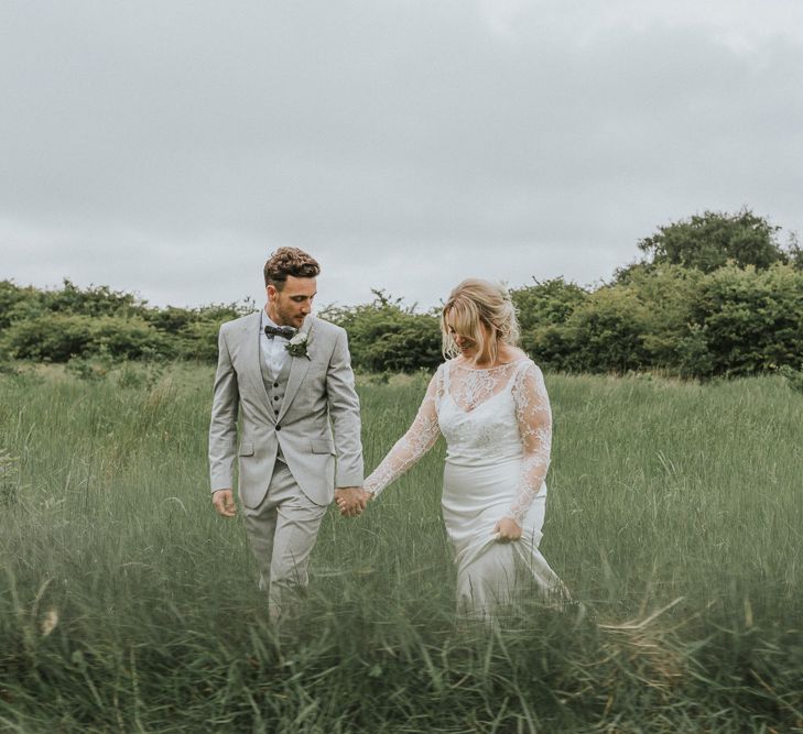 DIY Barn Wedding With Fairy Lights At The Great Barn Titchfield With Bride In Rolling In Roses Dress & Images From Joasis Photography