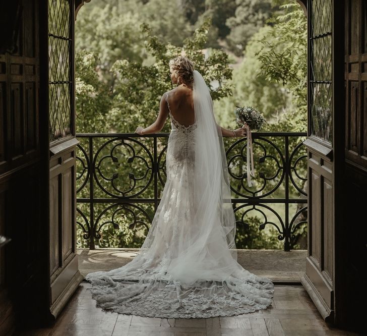 Bride in Lace Stella York Gown | Outdoor Destination Wedding at Château de Saint Martory in France Planned by Senses Events | Danelle Bohane Photography | Matthias Guerin Films