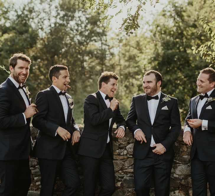 Groomsmen in Black Tie | Outdoor Destination Wedding at Château de Saint Martory in France Planned by Senses Events | Danelle Bohane Photography | Matthias Guerin Films