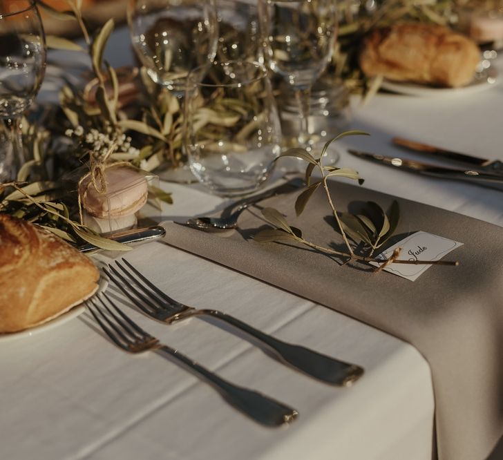 Elegant Place Setting | Outdoor Destination Wedding at Château de Saint Martory in France Planned by Senses Events | Danelle Bohane Photography | Matthias Guerin Films