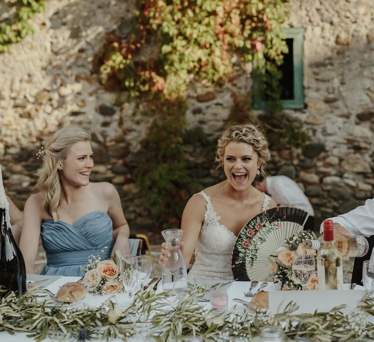 Speeches | Bride in Lace Stella York Dress | Groom in Black Tie | Outdoor Destination Wedding at Château de Saint Martory in France Planned by Senses Events | Danelle Bohane Photography | Matthias Guerin Films