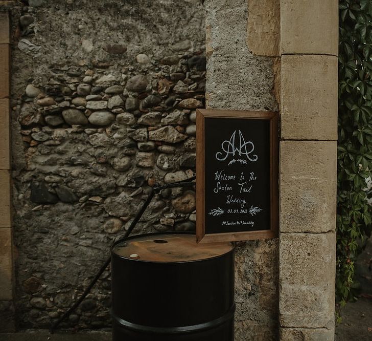 Black Board Wedding Sign | Outdoor Destination Wedding at Château de Saint Martory in France Planned by Senses Events | Danelle Bohane Photography | Matthias Guerin Films