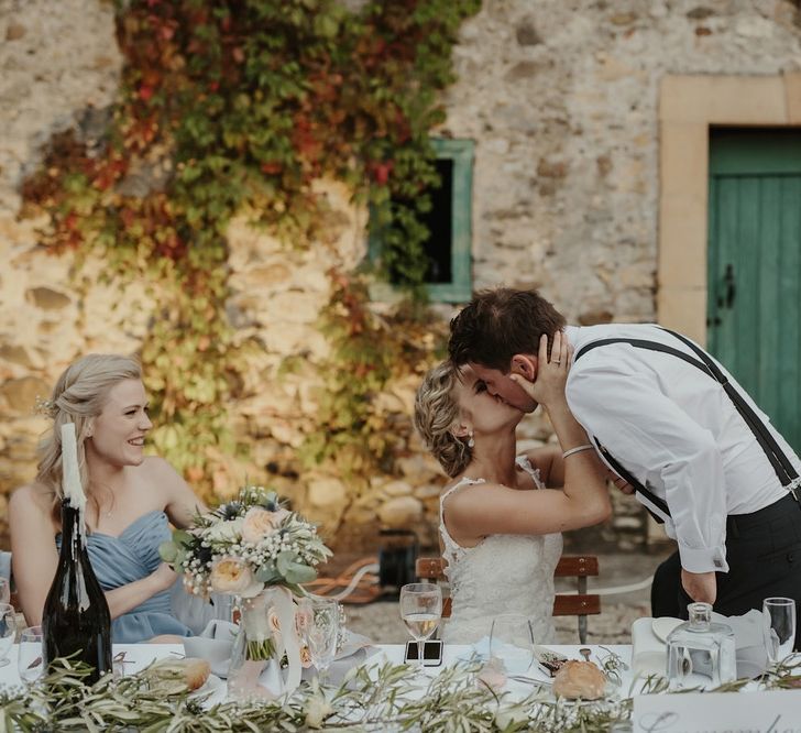 Speeches | Bride in Lace Stella York Dress | Groom in Black Tie | Outdoor Destination Wedding at Château de Saint Martory in France Planned by Senses Events | Danelle Bohane Photography | Matthias Guerin Films