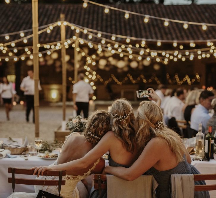 Selfie | Al Fresco Reception with Festoon Lights | Outdoor Destination Wedding at Château de Saint Martory in France Planned by Senses Events | Danelle Bohane Photography | Matthias Guerin Films