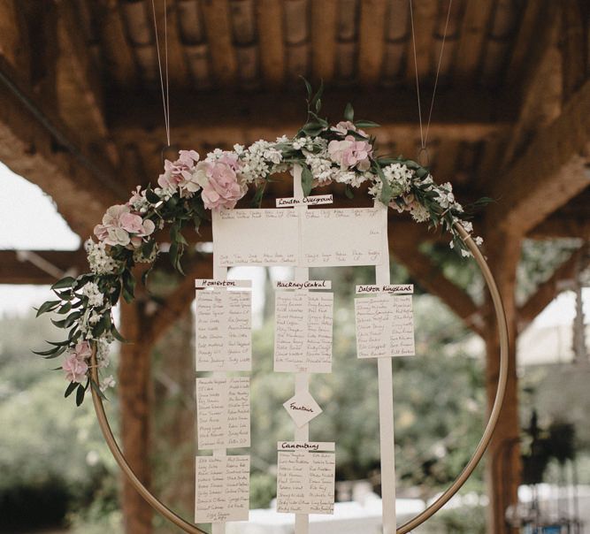 Table Plan In Floral Hoop