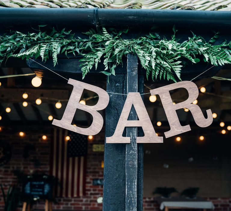 Bar & Greenery Wedding Decor | Bohemian Wedding at Woodfarm Barn, Suffolk | The Steed Photography