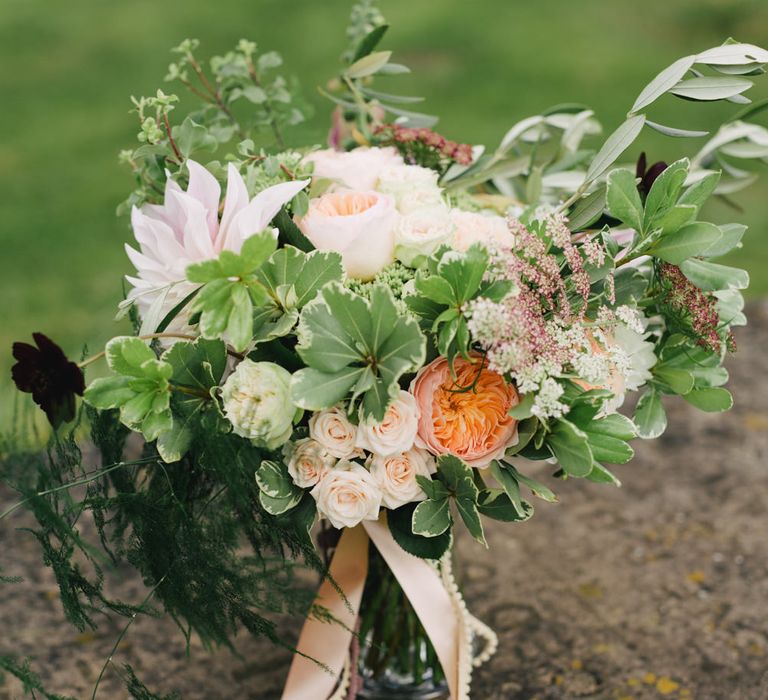 Organic Oversized Peach & Greenery Bouquet