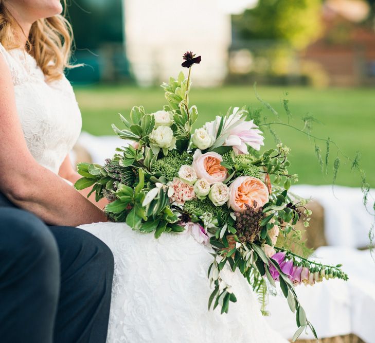 Organic Oversized Peach & Greenery Bouquet