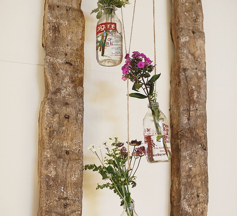 Flowers in Milk Bottles