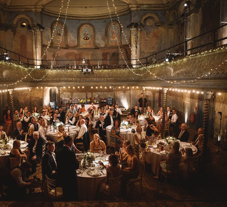 Wiltons Music Hall Wedding With Bride In Paloma Blanca And Bridesmaids In Sequinned Adrianna Papell Gowns Images By Jackson & Co Photography