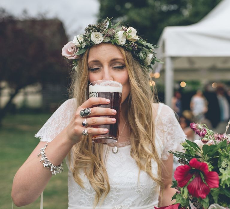 Bride Drinking Real Ale