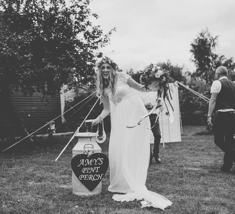 Bride Drinking Real Ale