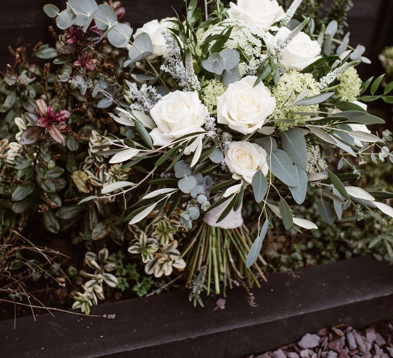 White Rose Wedding Bouquet | Image by Ellie Gillard Photography