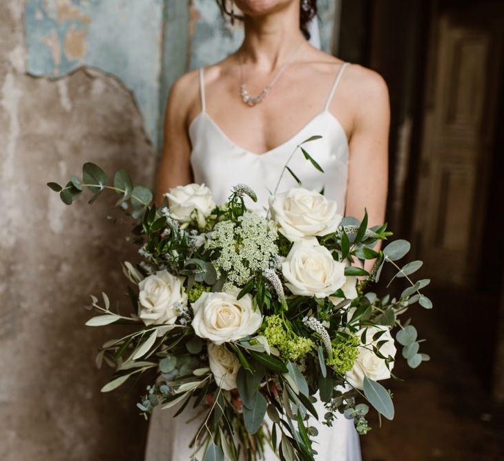 White Rose Wedding Bouquet | Image by Ellie Gillard Photography