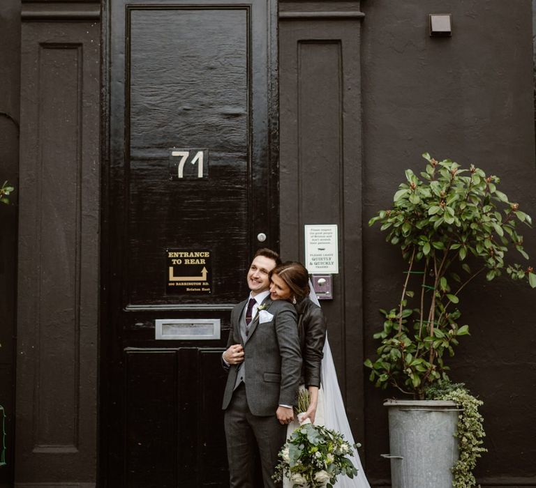 Bride In Leather Jacket | Wedding Reception At Brixton East | Image by Ellie Gillard Photography