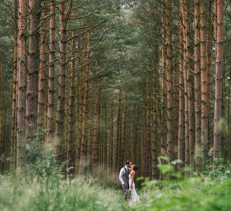 Bride & Groom Forest Portrait