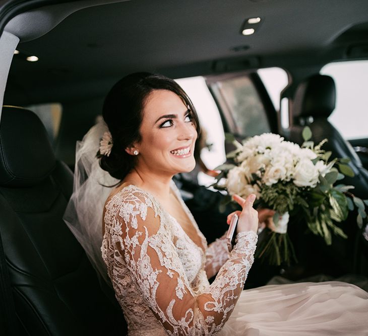 Bride in Lace Anne Barge Wedding Dress | Stylish Wedding at the M Building in the Miami Art District | Sara Lobla Photography