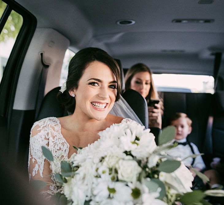 Bride in Lace Anne Barge Wedding Dress | Stylish Wedding at the M Building in the Miami Art District | Sara Lobla Photography