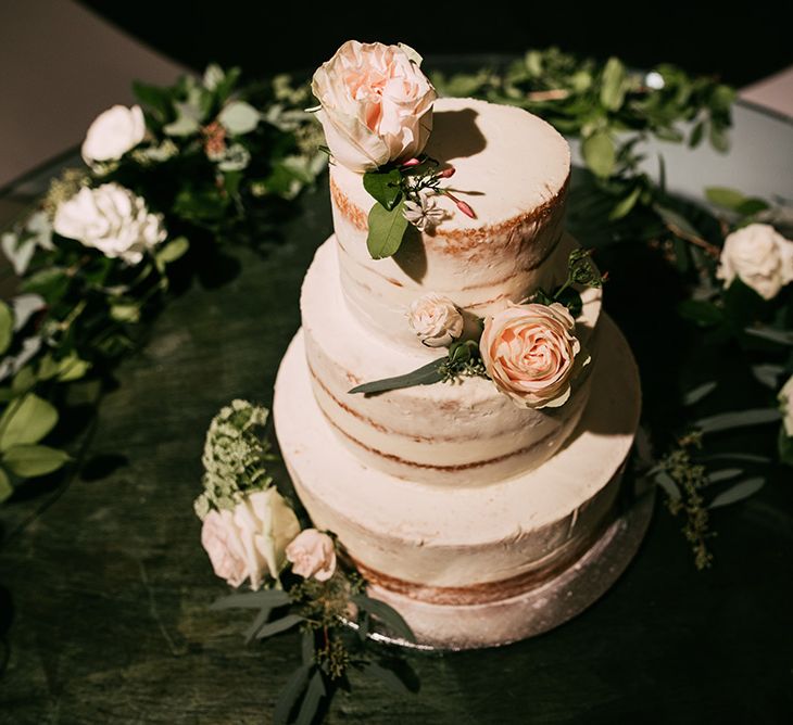 Semi Naked Wedding Cake | Stylish Wedding at the M Building in the Miami Art District | Sara Lobla Photography