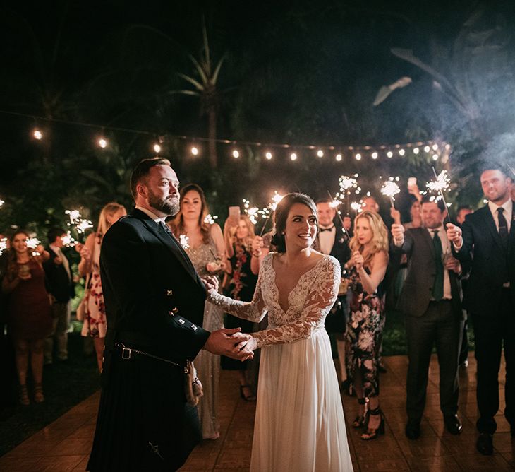 Sparkler Moment | Stylish Wedding at the M Building in the Miami Art District | Sara Lobla Photography