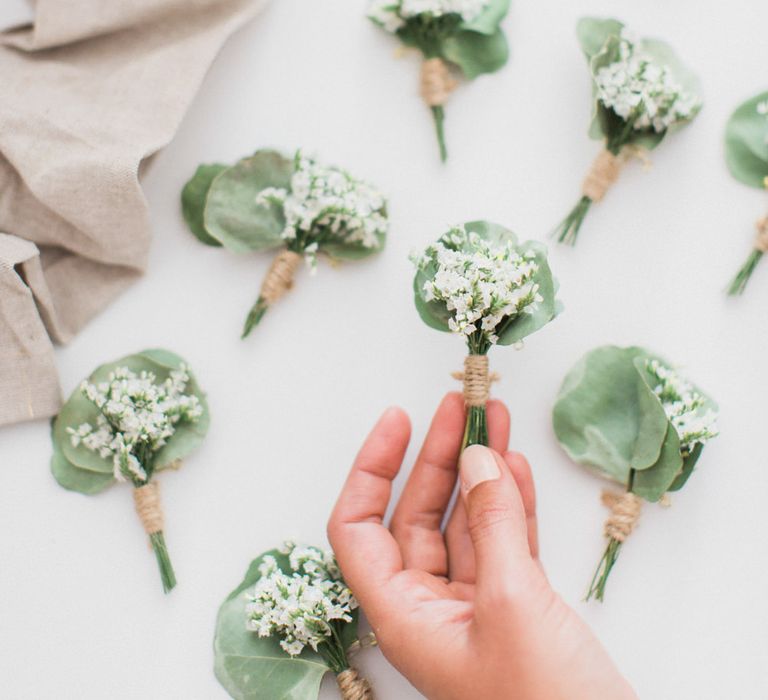 White & Green Buttonholes