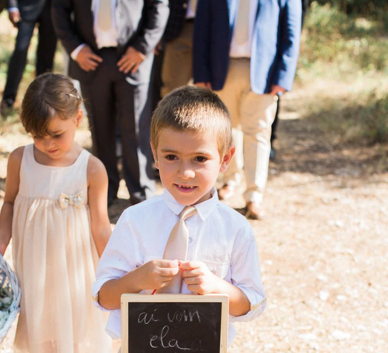 Page Boy with Chalkboard Sign