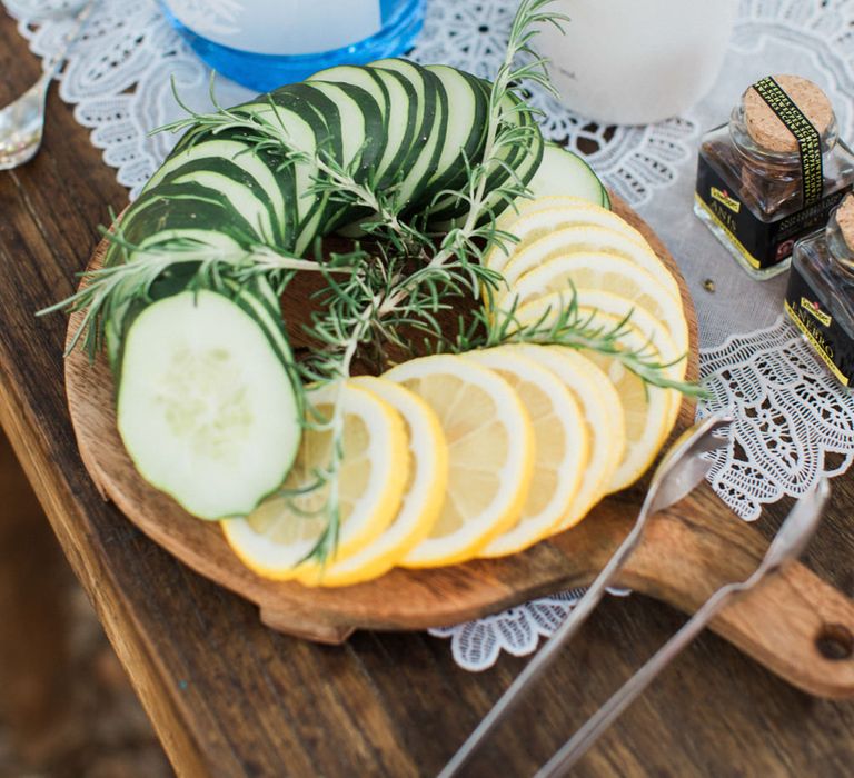 Sliced Lemons and Cucumber