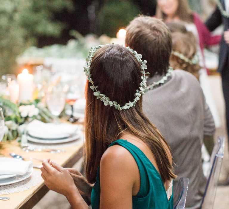 Wedding Guests with Delicate Flower Crown