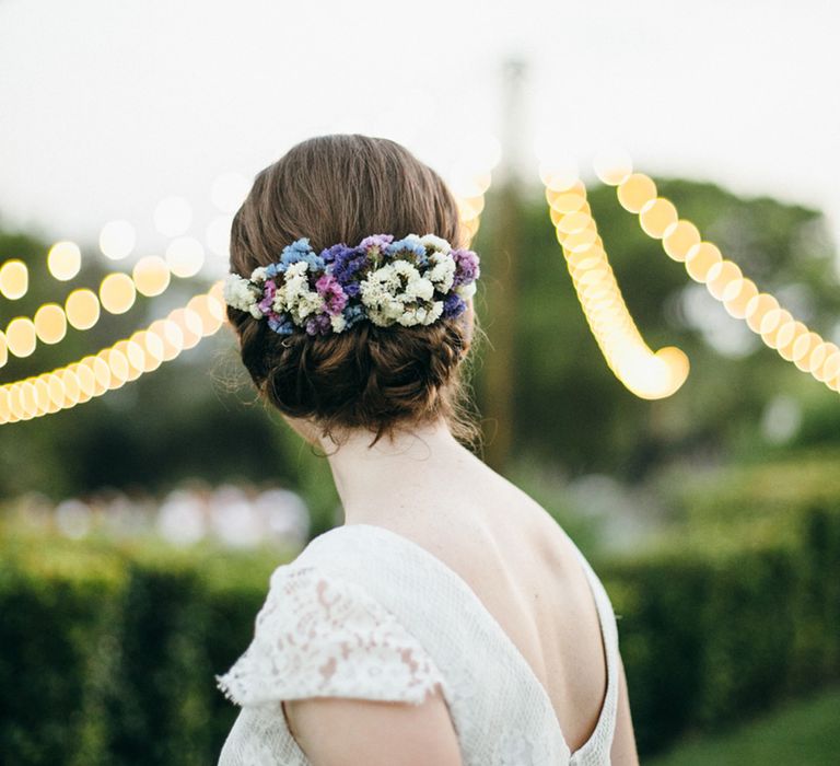 Chic Bridal Up Do with Floral Headpiece