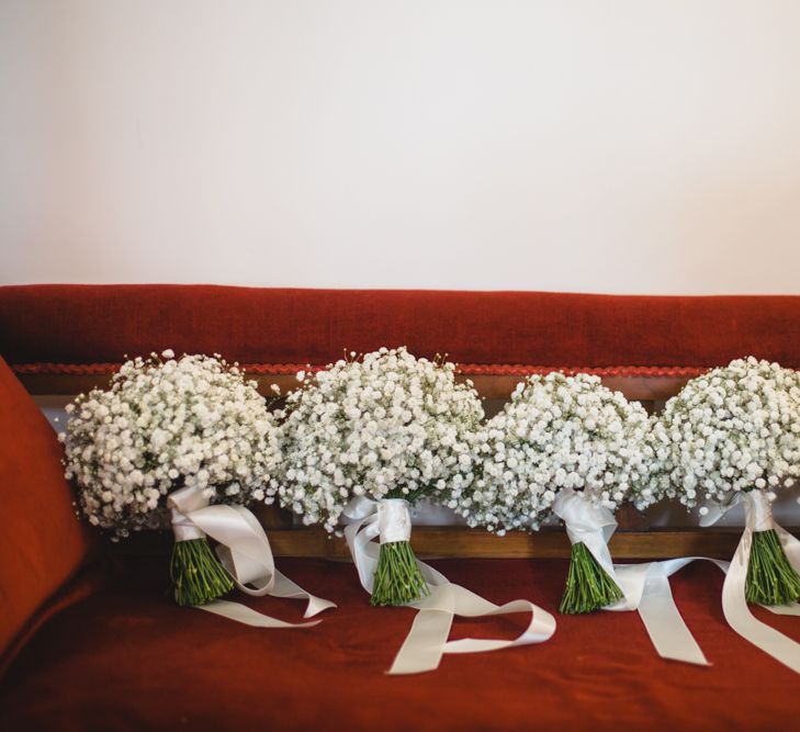 Gypsophila Bouquets | Industrial Wedding at The West Mill Venue | Sarah Gray Photography